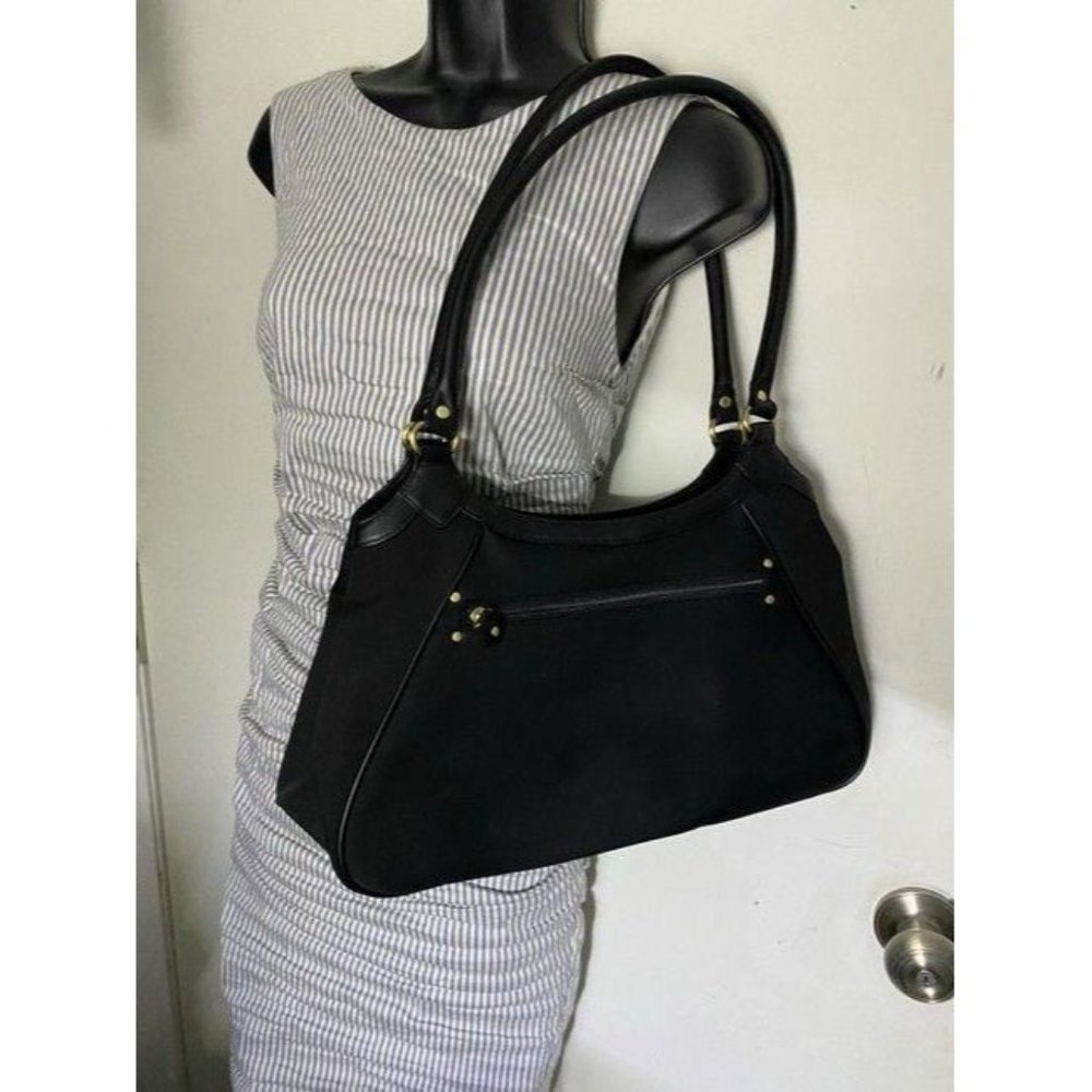 Maxx New York Tote Black Nylon Fabric Shoulder Bag - Picture 5 of 12